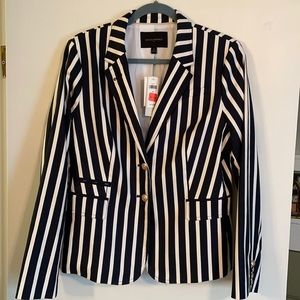 Navy and white striped blazer